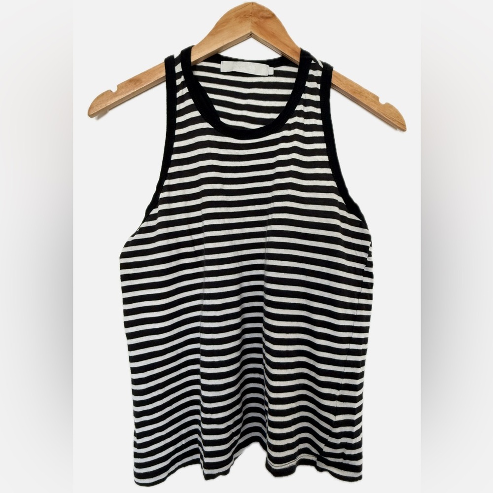 KAIN Label Black & White Striped High Neck Racerback Tank Top Small